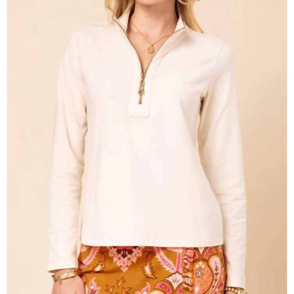 NEW SPARTINA 449 nora half zip top in buttercream